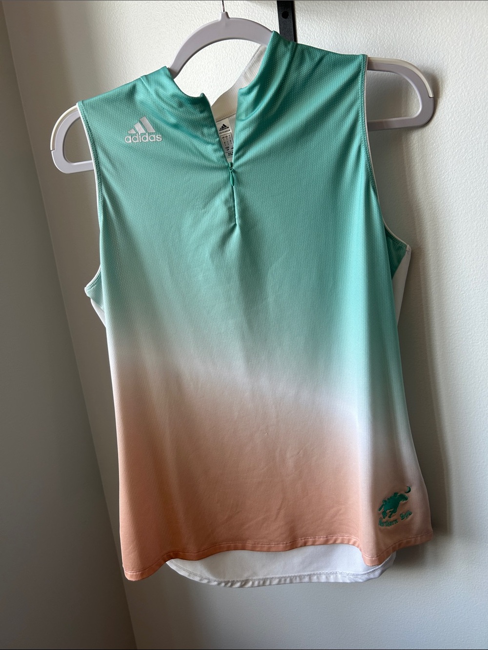 Adidas Breathable Gradient Sleeveless Golf Polo - Mint Green & Peach